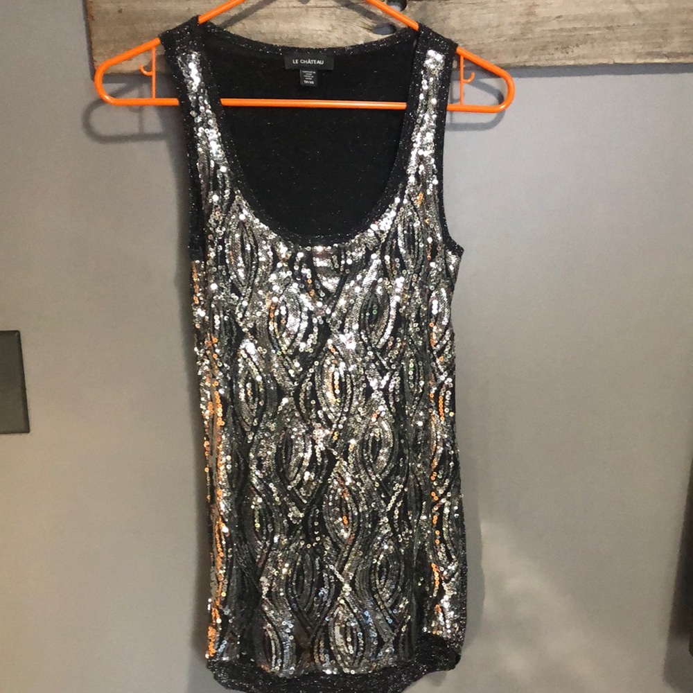 NWOT LeChateau sequin metallic dress tank top